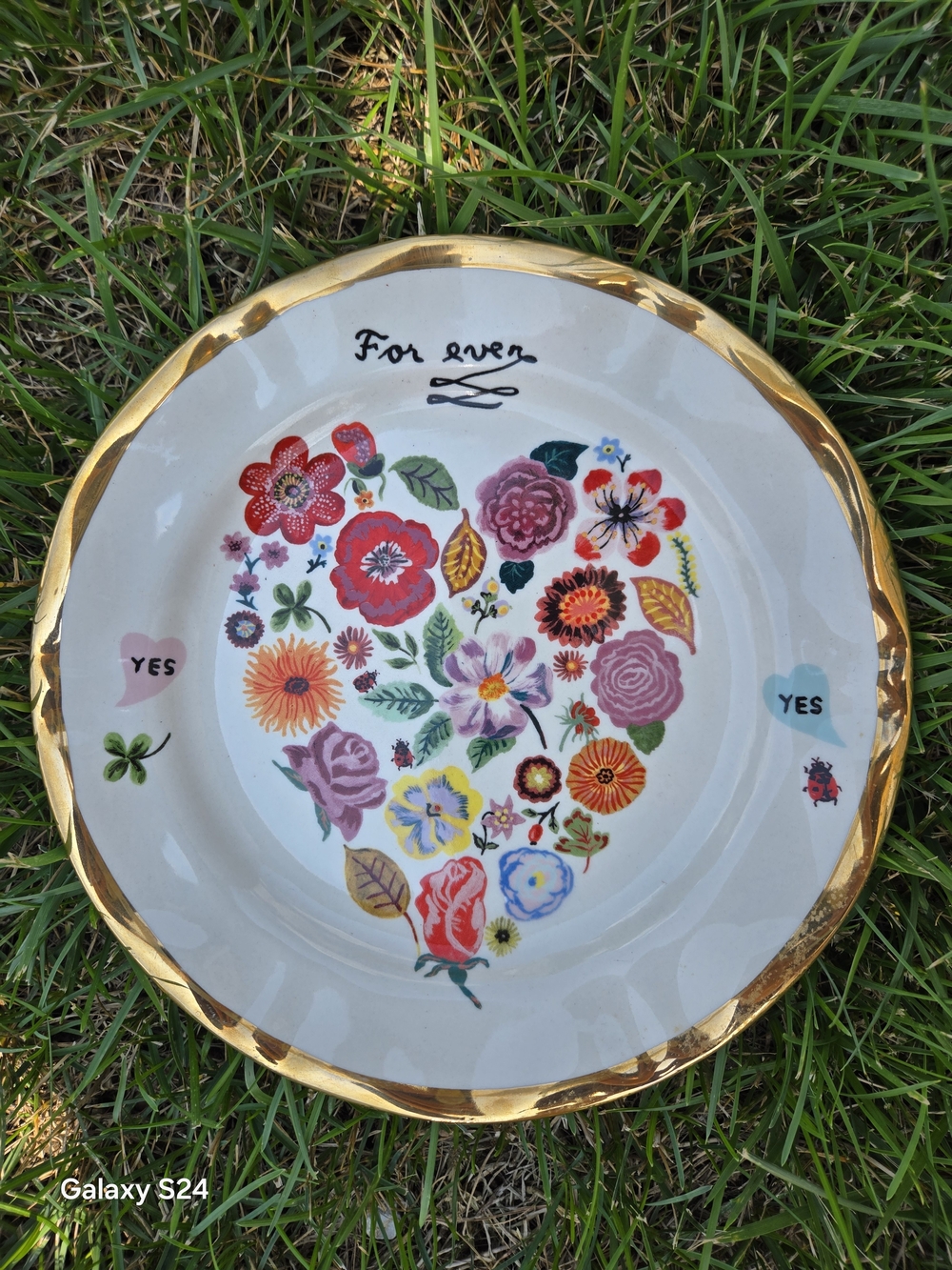 Floral- FOREVER-NATHALIE LETE Anthro Plate w/ Gold Rim